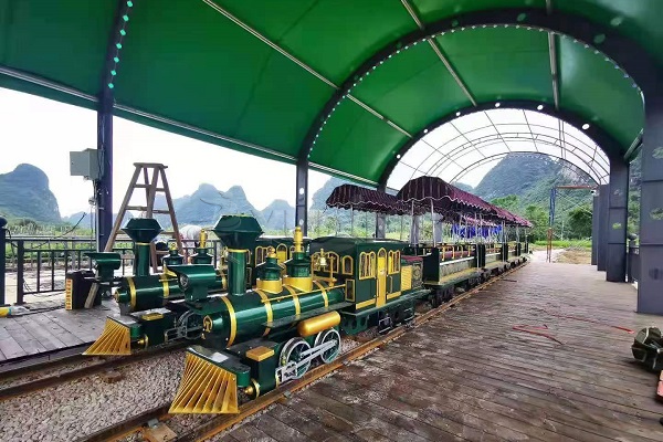 vintage small miniature train amusement ride